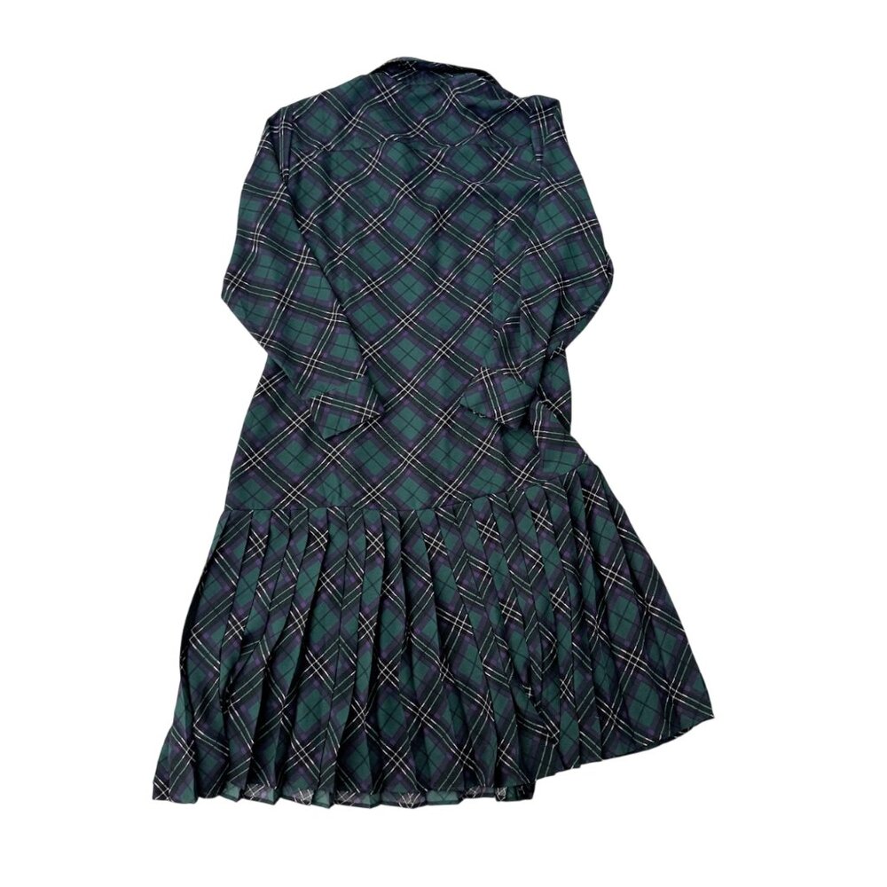 UNTUCKit Janice Plaid Shirt Dress Pleated Button Front Preppy Size 4 - Picture 7 of 12
